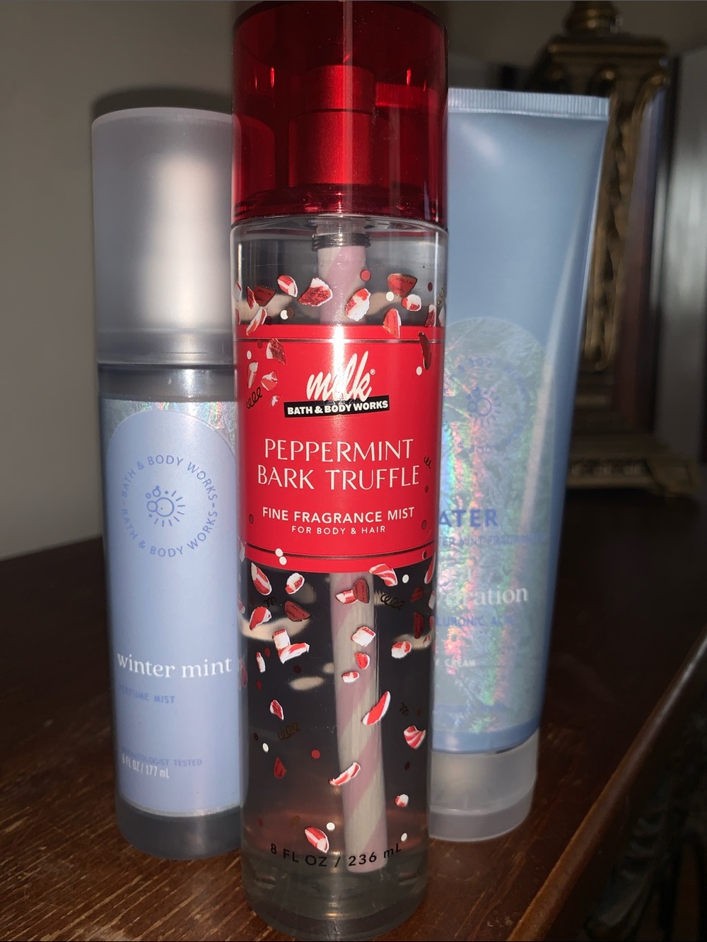 Bath & Body Works Peppermint Bark Truffle Mist - Water winter mint mist & Cream
